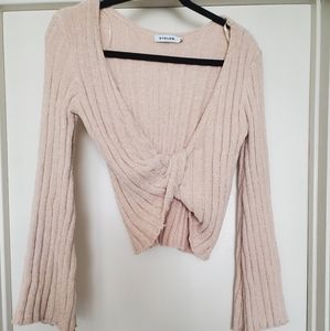 Stelen cropped twist front sweater size medium, cream